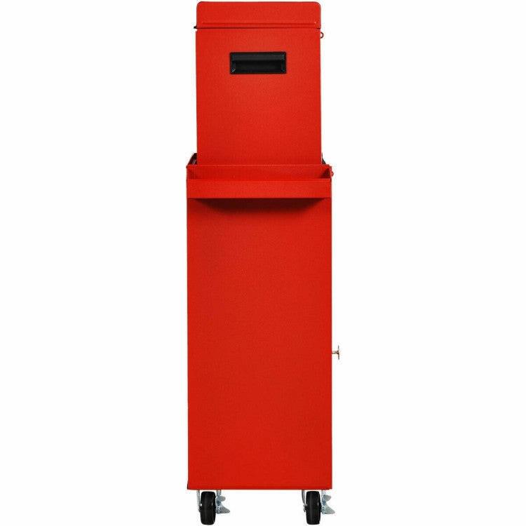 Red Heavy Duty Steel Lockable Rolling Tool Chest Mobile Garage Storage Cart - FurniFindUSA