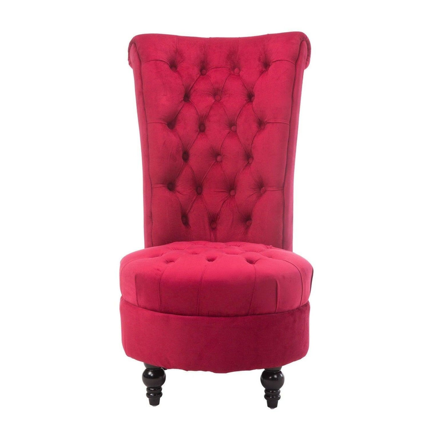 Red Tufted High Back Plush Velvet Upholstered Accent Low Profile Chair - FurniFindUSA