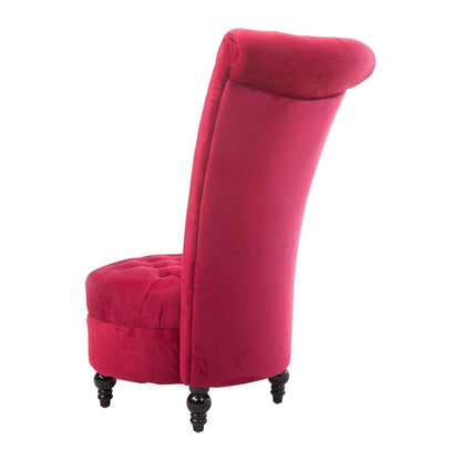 Red Tufted High Back Plush Velvet Upholstered Accent Low Profile Chair - FurniFindUSA