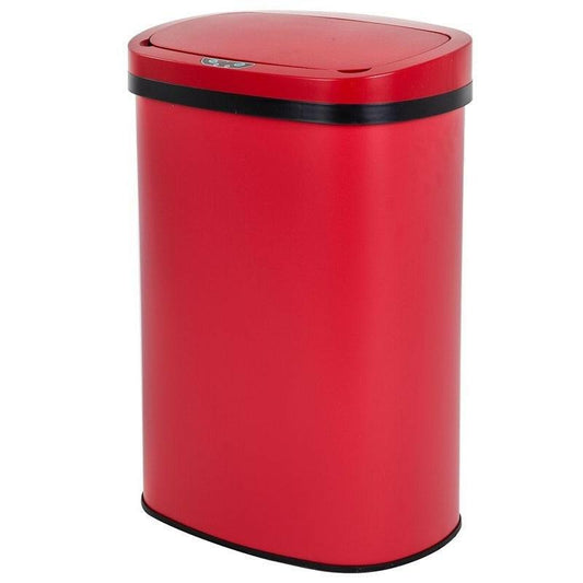 Red 13 Gallon Stainless Steel Motion Sensor Trash Can - FurniFindUSA