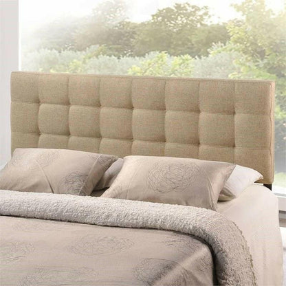 Full size Modern Beige Tan Taupe Fabric Tufted Upholstered Headboard - FurniFindUSA