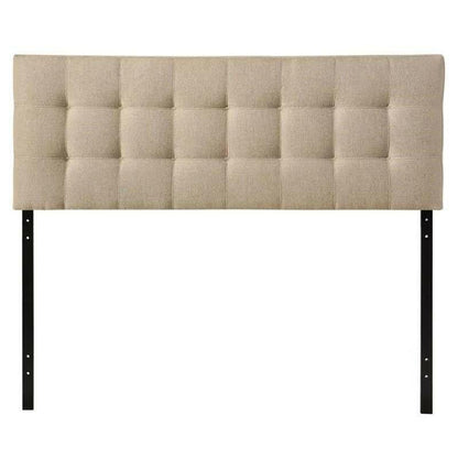 Queen size Modern Beige Tan Taupe Fabric Tufted Upholstered Headboard - FurniFindUSA