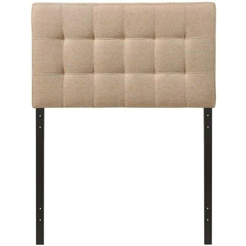 Twin size Modern Beige Tan Taupe Fabric Tufted Upholstered Headboard - FurniFindUSA