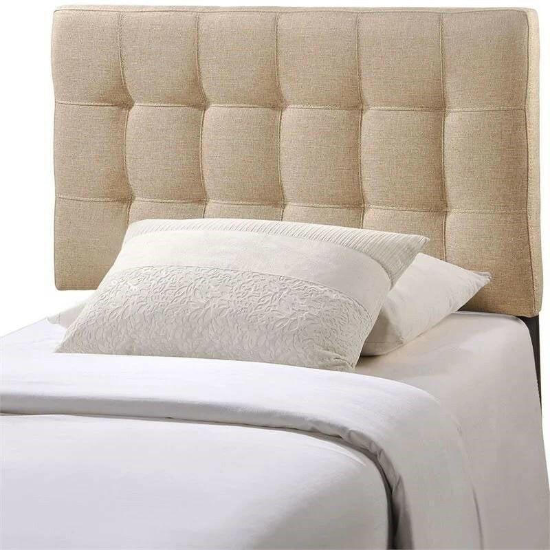 Twin size Modern Beige Tan Taupe Fabric Tufted Upholstered Headboard - FurniFindUSA