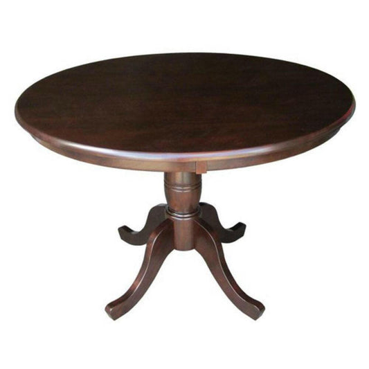 Round 36-inch Solid Wood Kitchen Dining Table in Rich Mocha - FurniFindUSA