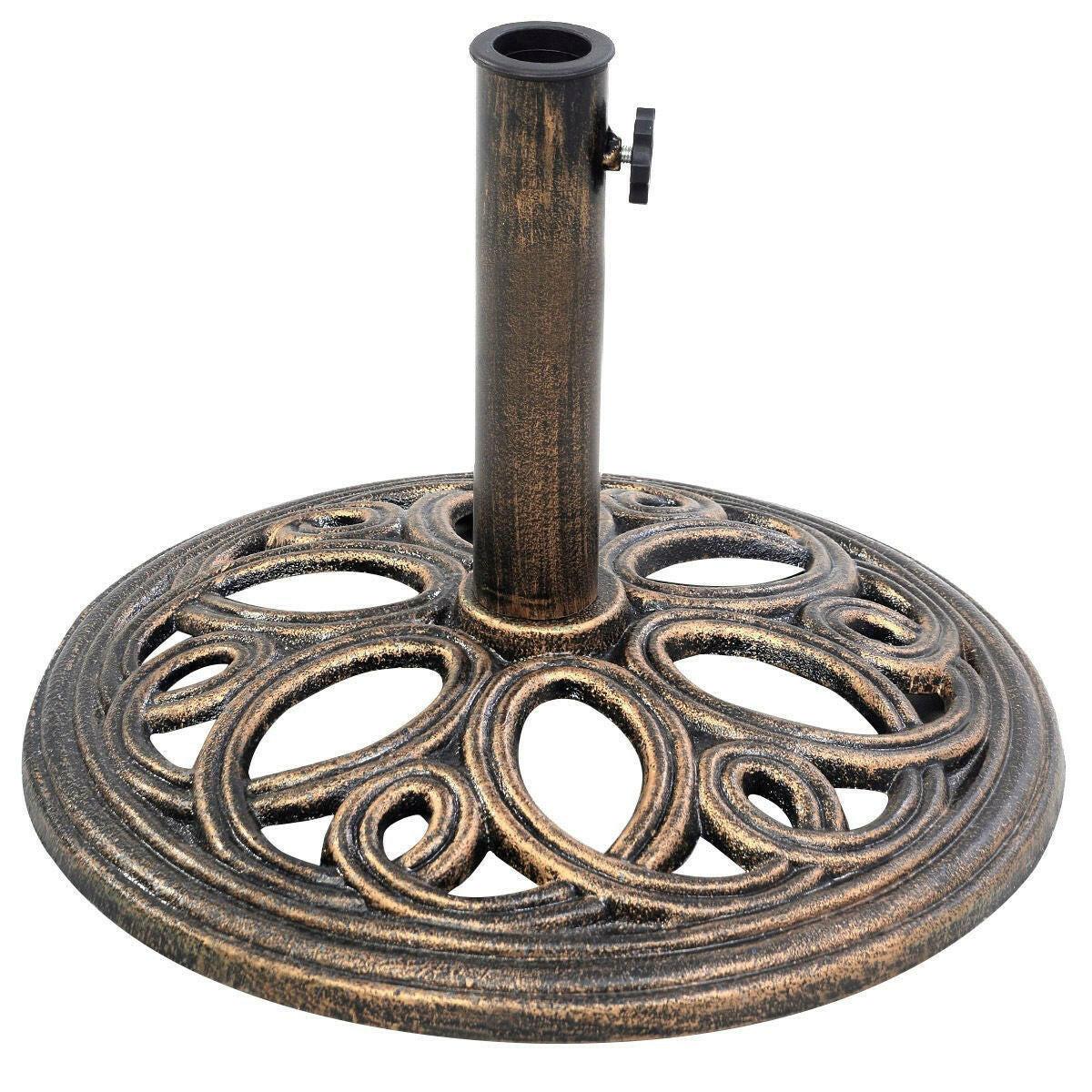 Bronze Finish Cast Iron Round Umbrella Stand Base - FurniFindUSA