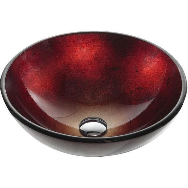 Round Red Tempered Glass Bowl Shape Vessel Bathroom Sink - FurniFindUSA