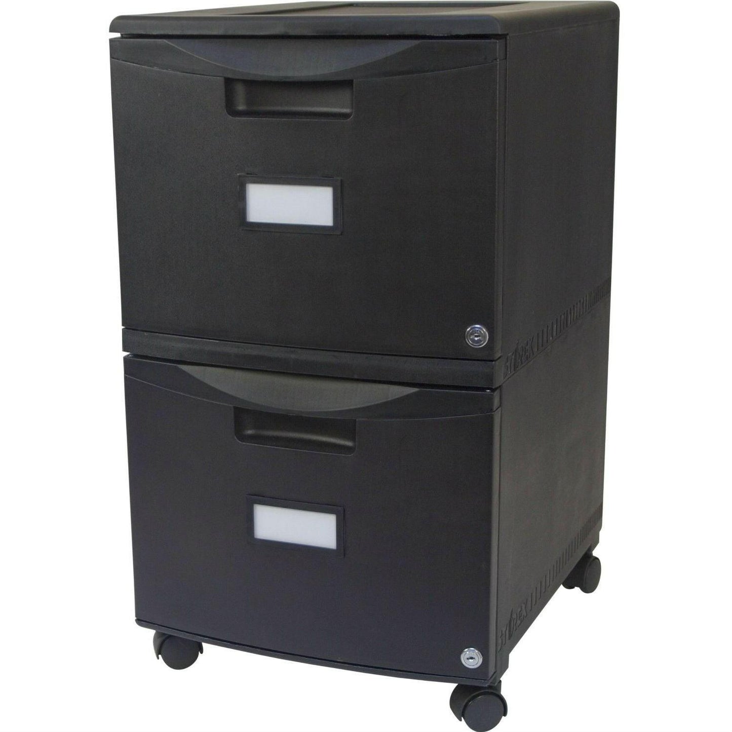 Black 2-Drawer Locking Letter/Legal size File Cabinet with Casters/Wheels - FurniFindUSA