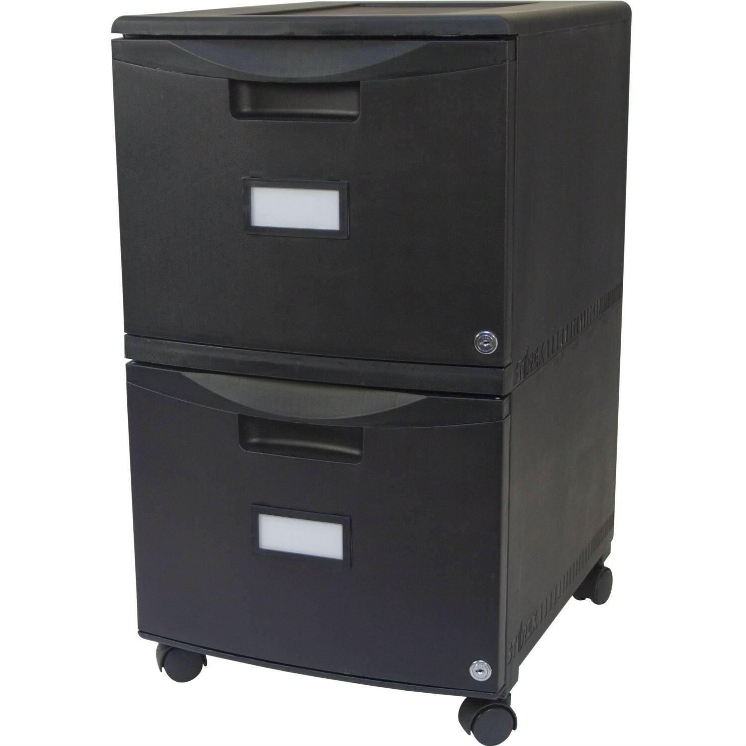 Black 2-Drawer Locking Letter/Legal size File Cabinet with Casters/Wheels - FurniFindUSA