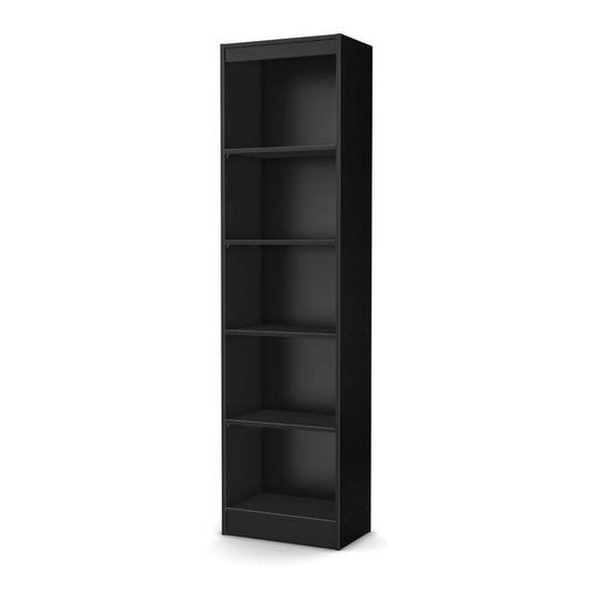 5-Shelf Narrow Bookcase Black Finish - FurniFindUSA