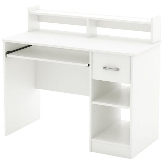 Contemporary Home Office Computer Desk in White Wood Finish - FurniFindUSA