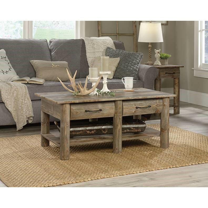 FarmHome Cedar Lodge 2 Drawer & 2 Faux Drawers Coffee Table - FurniFindUSA