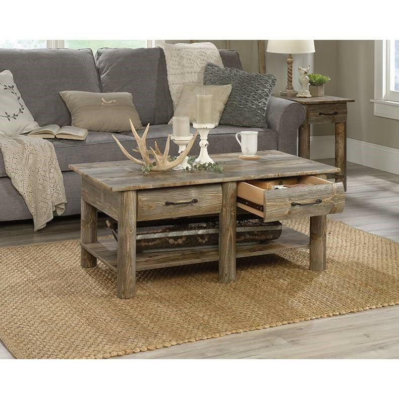 FarmHome Cedar Lodge 2 Drawer & 2 Faux Drawers Coffee Table - FurniFindUSA