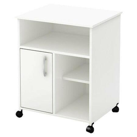 Modern Home Office Printer Stand Cart with Casters in White - FurniFindUSA