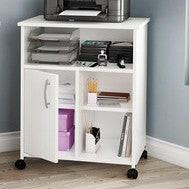 Modern Home Office Printer Stand Cart with Casters in White - FurniFindUSA