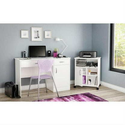 Modern Home Office Printer Stand Cart with Casters in White - FurniFindUSA
