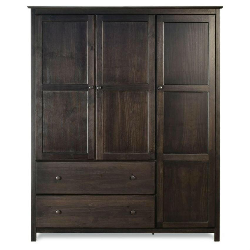 Espresso Wood Finish Bedroom Wardrobe Armoire Cabinet Closet - FurniFindUSA