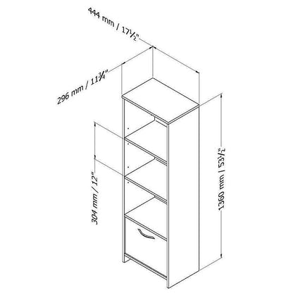 Modern Bookcase with 3 Shelves & Bottom Door in Black - FurniFindUSA