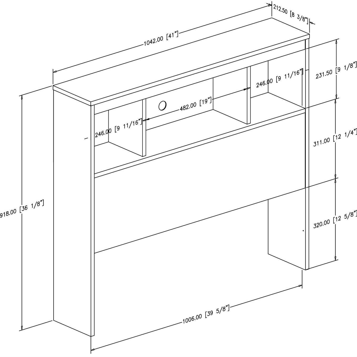 Twin size Modern Bookcase Headboard in White Wood Finish - FurniFindUSA