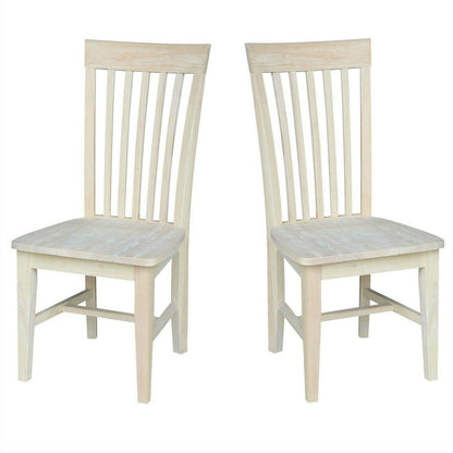 Set of 2 - Mission Style Unfinished Wood Dining Chair with High Back - FurniFindUSA