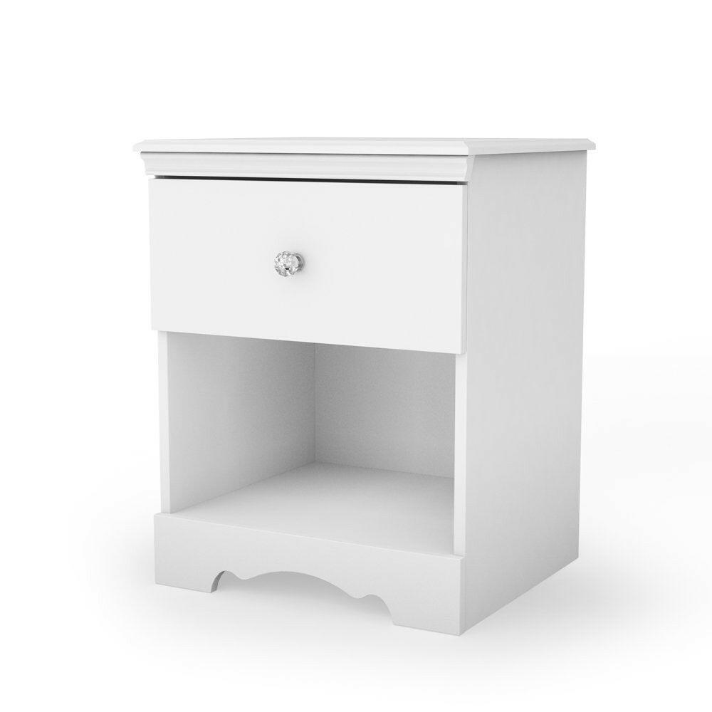Eco-Friendly White Nightstand with Drawer and Open Shelf - FurniFindUSA