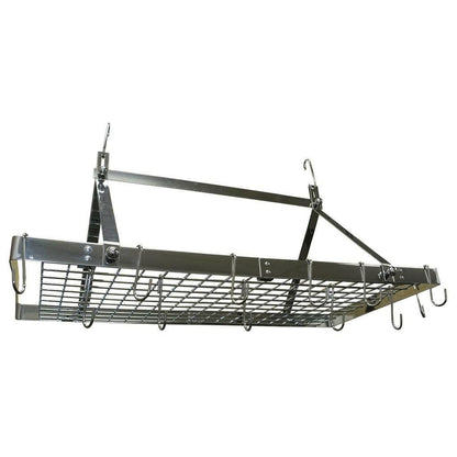 Heavy Duty Ceiling Mounted Rectangle Stainless Steel Hanging Pot Rack - FurniFindUSA