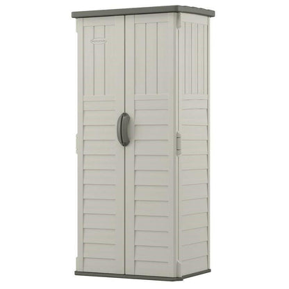 Outdoor Heavy Duty 22 Cubic Ft Vertical Garden Storage Shed in Taupe Grey - FurniFindUSA