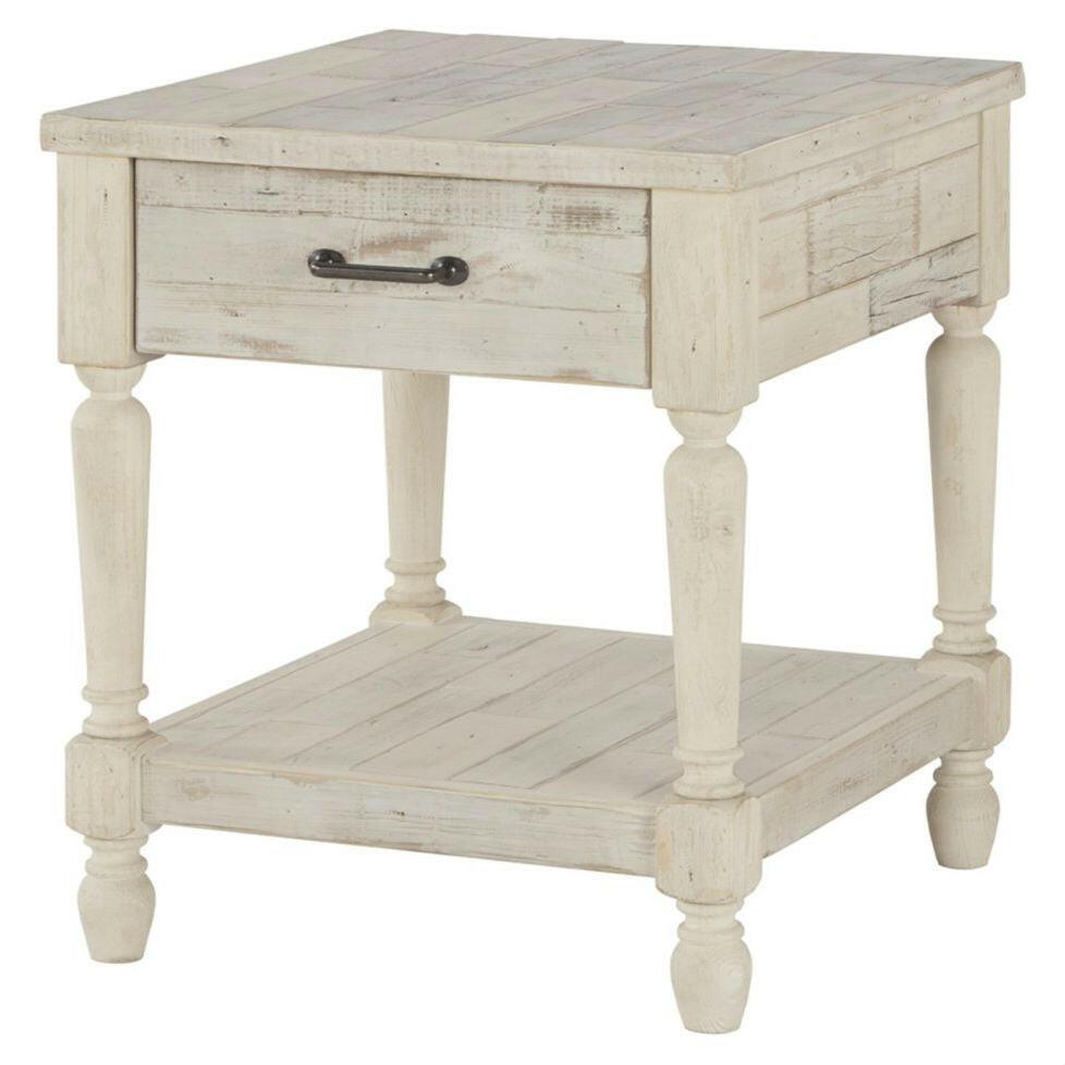 Cottage Style 1-Drawer End Table Nightstand in White Wood Finish - FurniFindUSA
