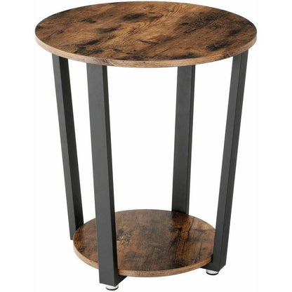 Farmhouse Rustic Round Side Table Nightstand End Table - FurniFindUSA