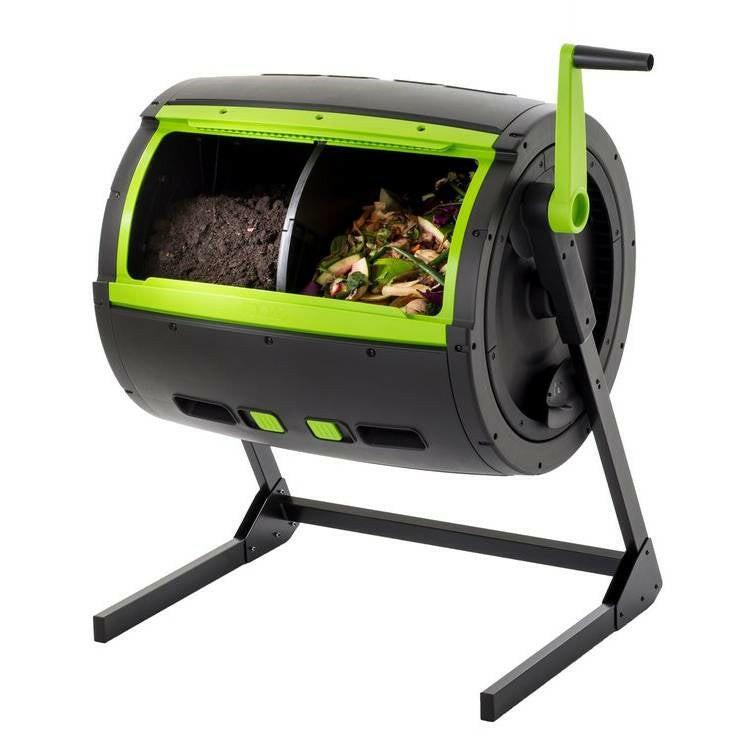 Rotating 65-Gallon Compost Bin Tumbler with 2 Compartments - FurniFindUSA