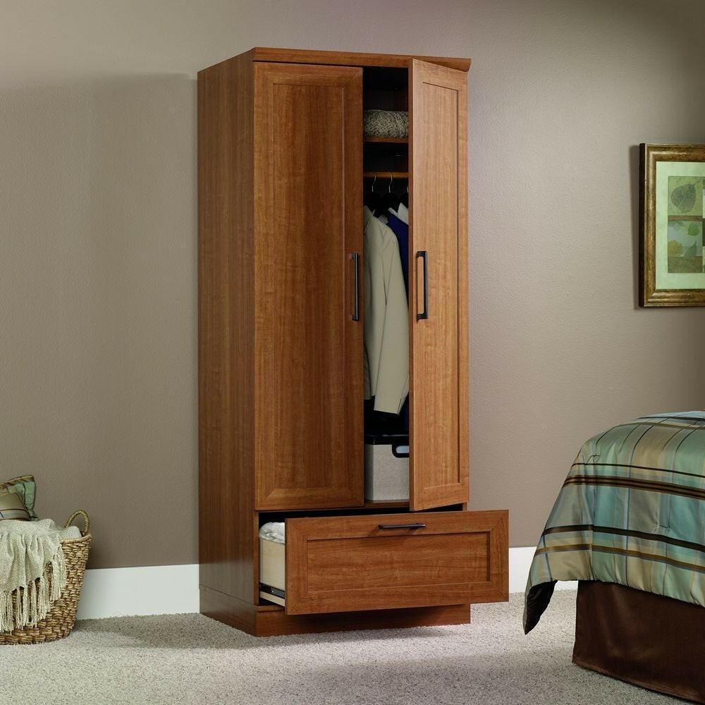 Sienna Oak Wardrobe Clothes Storage Cabinet Armoire - FurniFindUSA