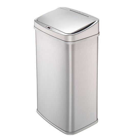 Silver 13-Gallon Stainless Steel Kitchen Trash Can with Motion Sensor Lid - FurniFindUSA