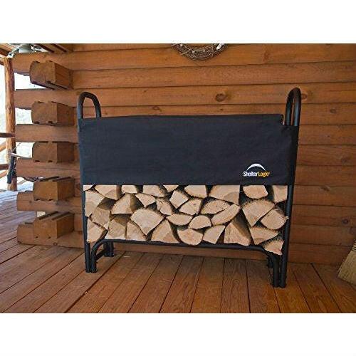 Outdoor Firewood Rack 4-Ft Steel Frame Wood Log Storage with Cover - FurniFindUSA