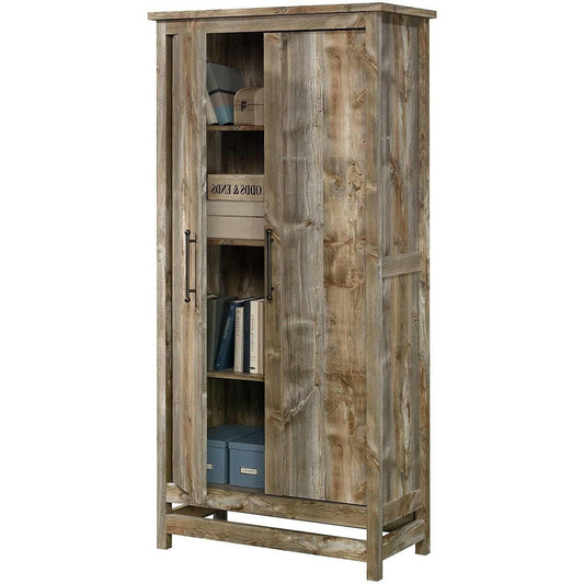 Farmhouse Storage Cabinet Wardrobe Armoire in Rustic Wood Finish - FurniFindUSA