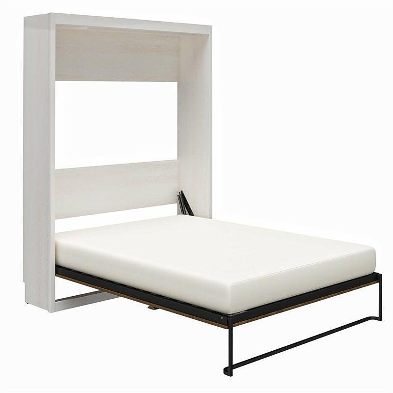 Full size Murphy Bed Space Saving Wall Bed Frame in Ivory Oak Finish - FurniFindUSA