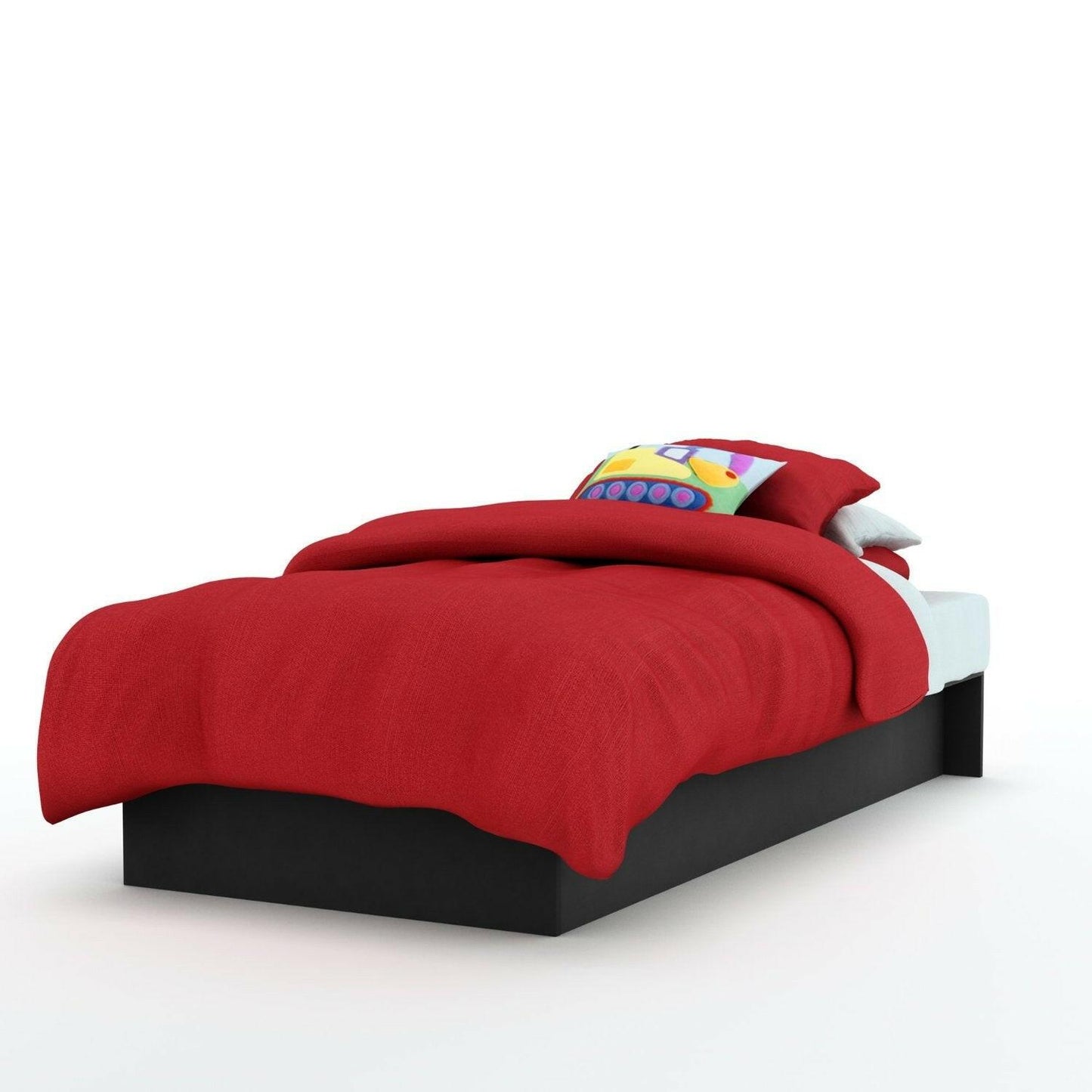 Twin size Platform Bed Frame in Black Wood Finish - FurniFindUSA
