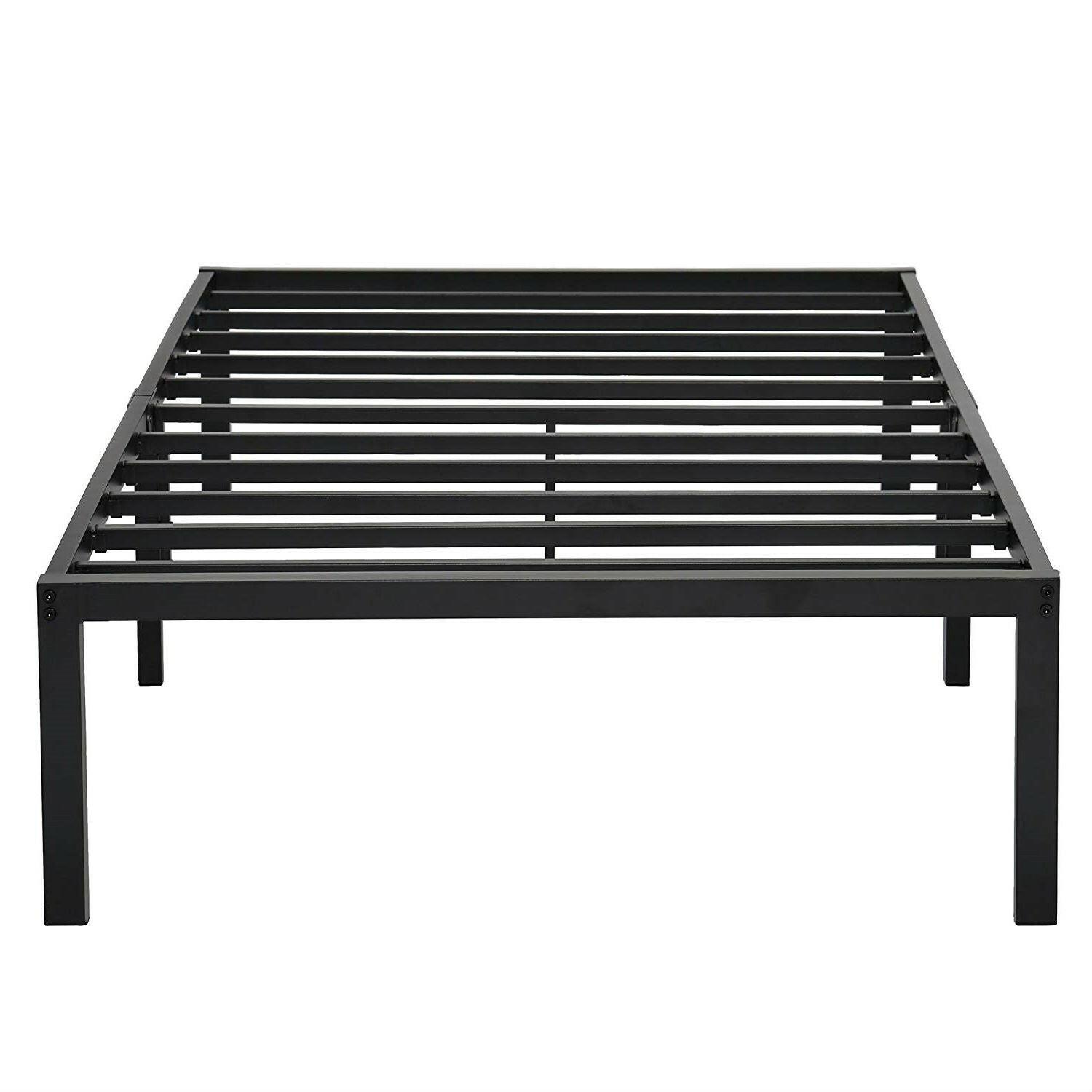 Twin XL size Heavy Duty Black Metal Platform Bed Frame - FurniFindUSA