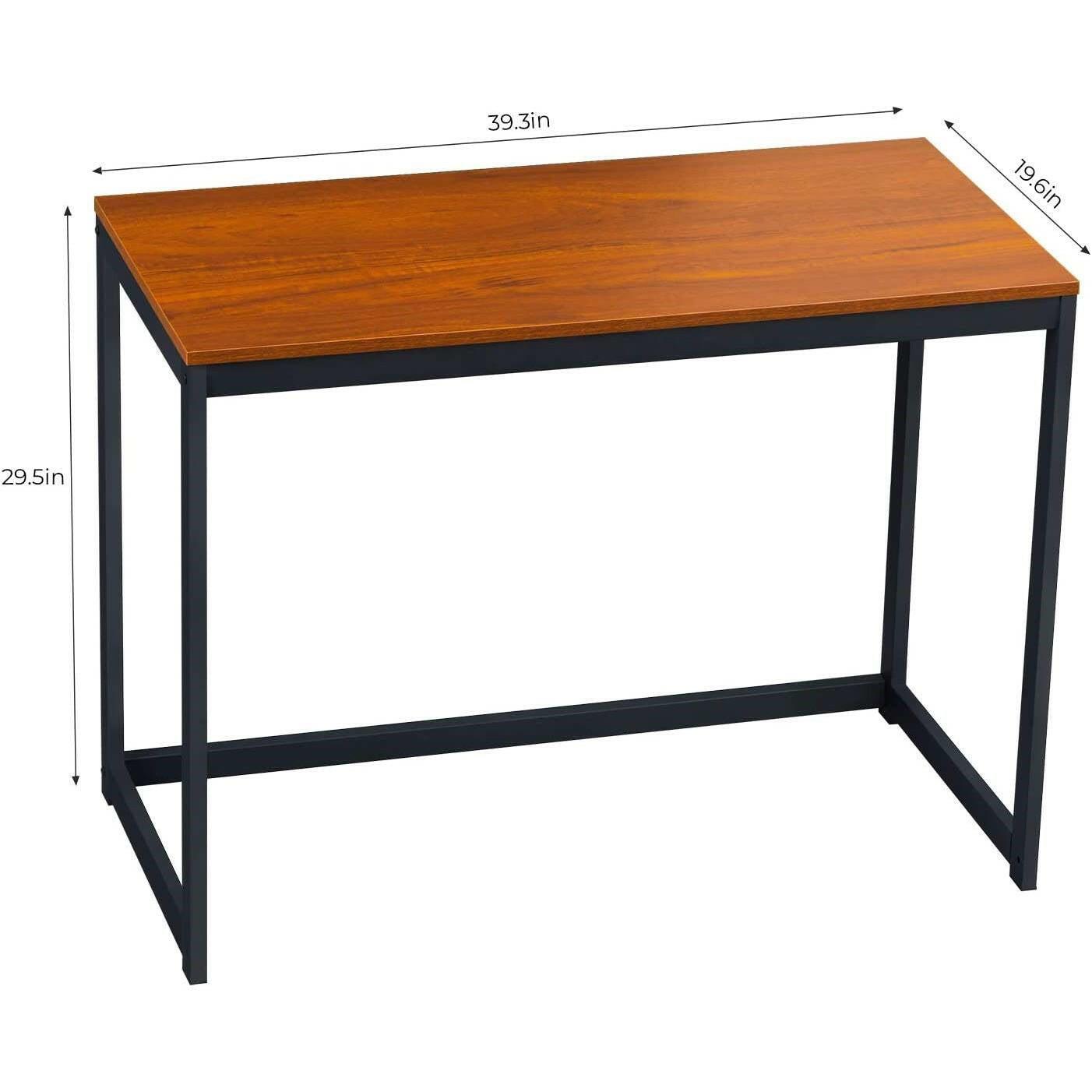 Compact Modern Home Office Laptop Computer Desk Table Metal Frame Wood Top - FurniFindUSA