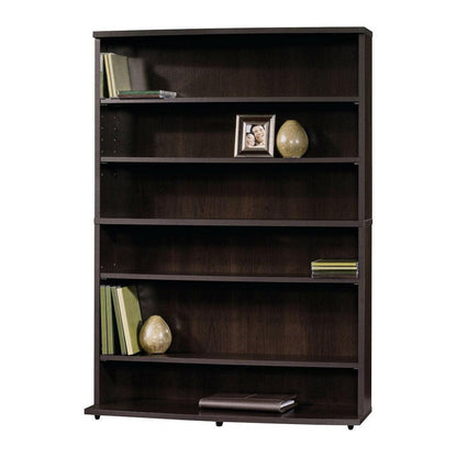 Contemporary 6-Shelf Bookcase Multimedia Storage Rack Tower in Brown Finish - FurniFindUSA