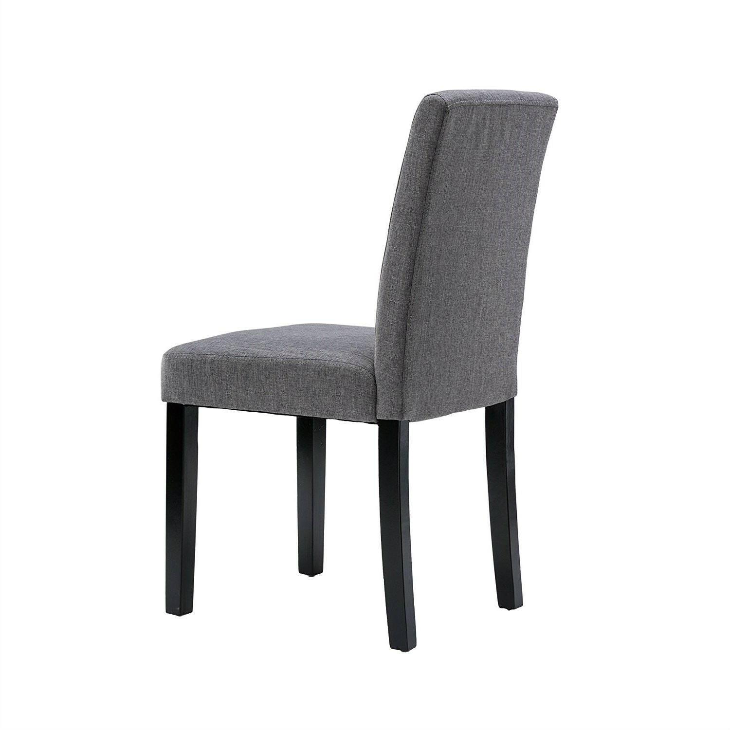 Set of 2 - Grey Fabric Dining Chairs with Black Wood Legs - FurniFindUSA