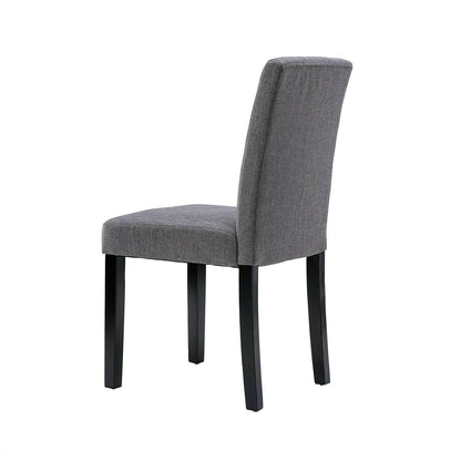 Set of 2 - Grey Fabric Dining Chairs with Black Wood Legs - FurniFindUSA