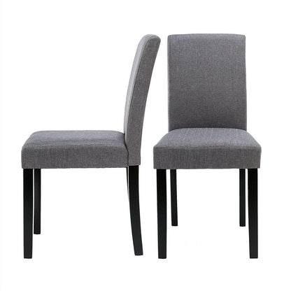 Set of 2 - Grey Fabric Dining Chairs with Black Wood Legs - FurniFindUSA