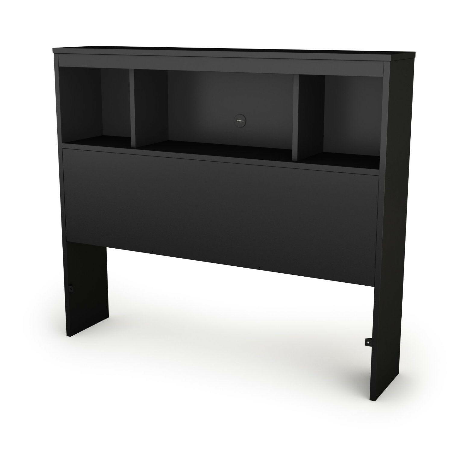 Twin-size Bookcase Headboard in Black Finish - Modern Design - FurniFindUSA