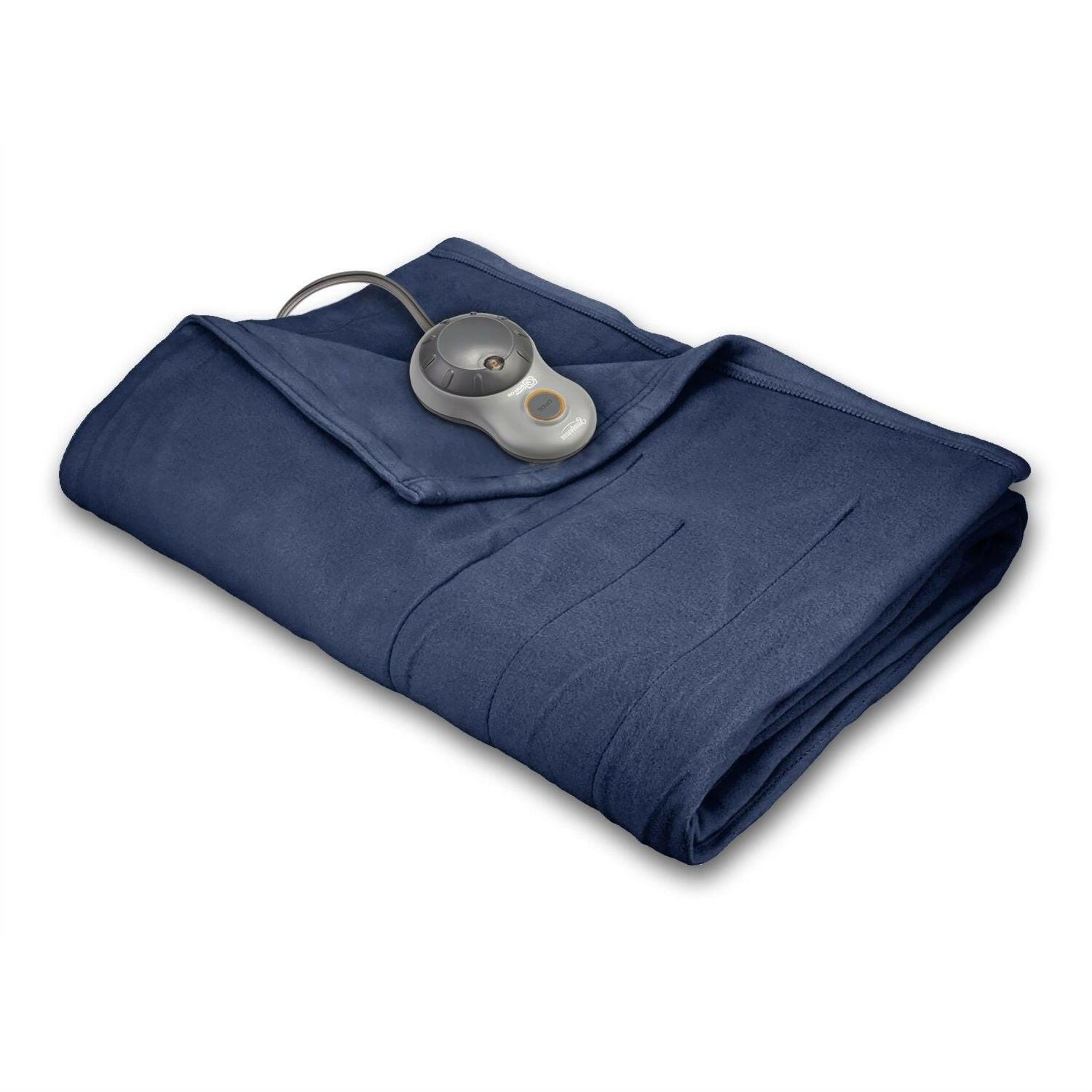 Twin size Quilted Fleece Heated Electric Blanket in Blue Lagoon - FurniFindUSA