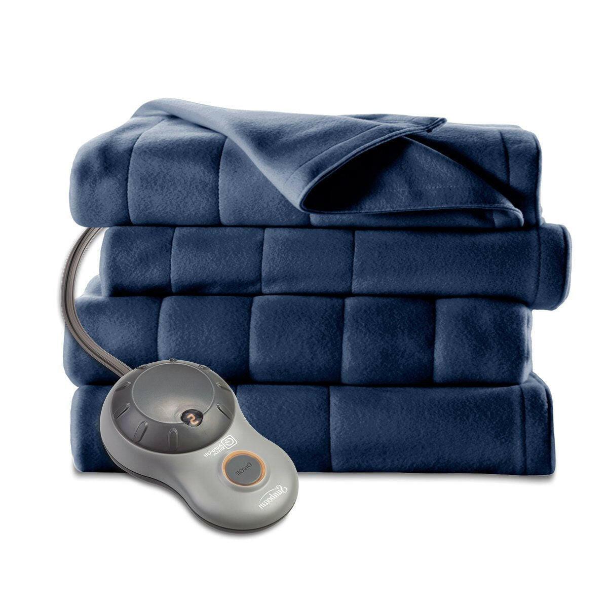 Twin size Quilted Fleece Heated Electric Blanket in Blue Lagoon - FurniFindUSA