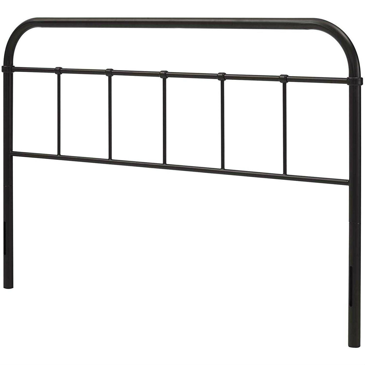 Full size Vintage Dark Brown Metal Headboard with Rounded Corners - FurniFindUSA