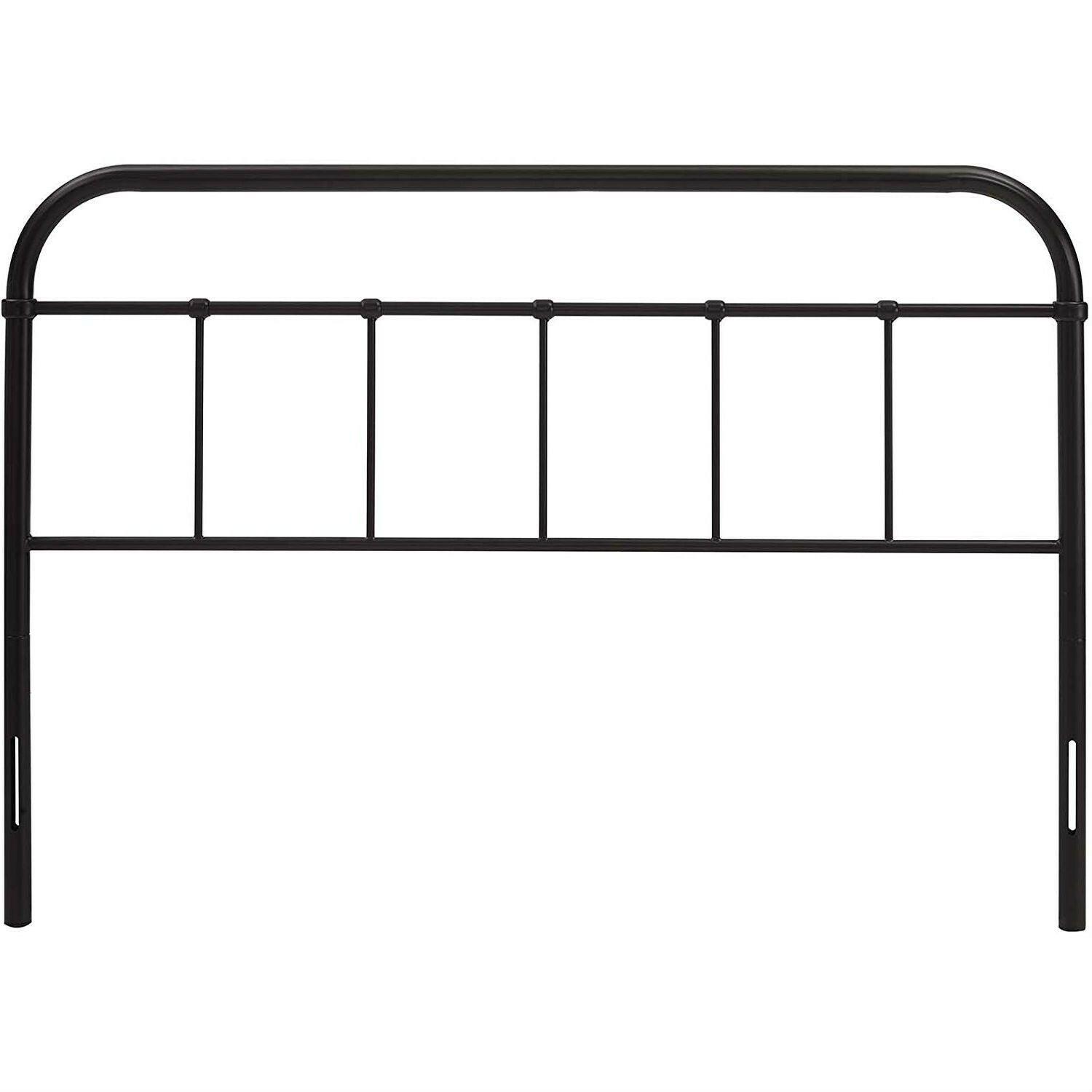 Full size Vintage Dark Brown Metal Headboard with Rounded Corners - FurniFindUSA