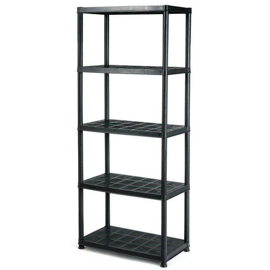 Black 5-Tier Heavy Duty Shelving Unit Bookcase Garage Kitchen Storage Shelf - FurniFindUSA