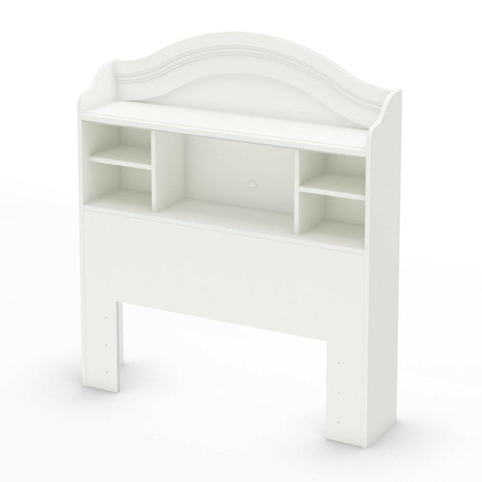 Twin size Arched Bookcase Headboard in White Wood Finish - FurniFindUSA