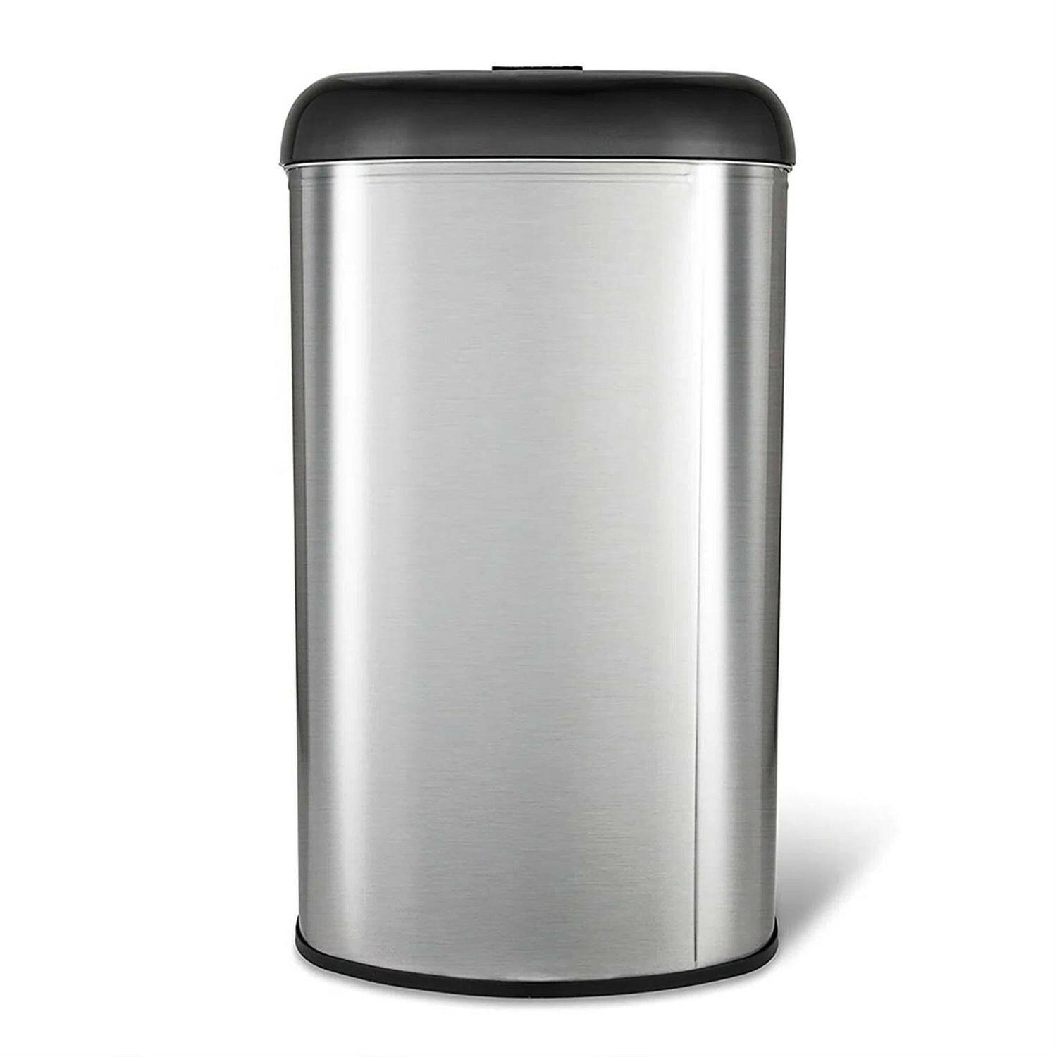 Stainless Steel Black Open Top 13-Gallon Kitchen Trash Can with No Lid - FurniFindUSA